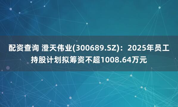 配资查询 澄天伟业(300689.SZ)：2025年员工持股计划拟筹资不超1008.64万元